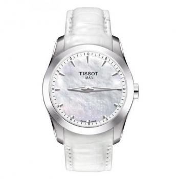 Ladies Tissot Couturier Secret Date Watch with Mother of Pearl Dial, Stainless Steel Case, Quartz Movement, Water Resistant up to 100 meters, Sapphire Crystal, Date Display Function
