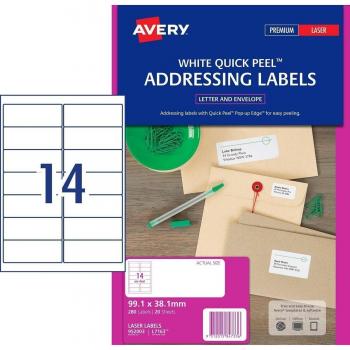 Avery 14UP Quick Peel Laser Address Labels - 200 Labels Total