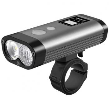 Luz delantera Ravemen PR1400 Negra con 1400 lúmenes de potencia, múltiples modos de iluminación, resistente al agua, batería recargable y diseño aerodinámico