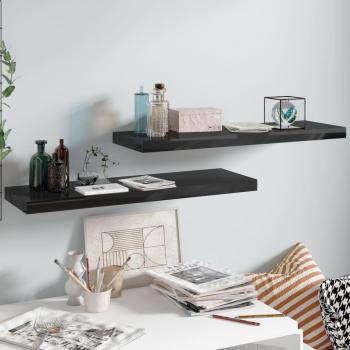vidaXL Floating Wall Shelves 2 pcs High Gloss Black 80x23.5x3.8 cm MDF
