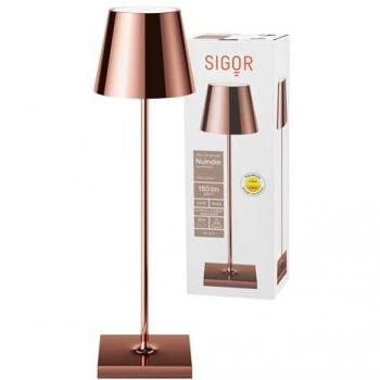 Lámpara de Mesa LED Recargable Nuindie de Cobre, USB-C, IP54 y Regulable