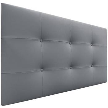 Cabecero Acolchado Capitone Tapizado en Polipiel Gris 105x60cm - Grosor 8cm para Camas Individuales y Matrimonio