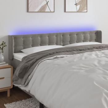 Cabecero LED de terciopelo gris claro 163x16x78/88 cm