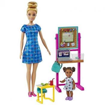 Muñeca Barbie Profesora de Guardería Caucásica con Set de Juego Escolar y Accesorios, Regalo para Niñas +3 años (Mattel HCN19)