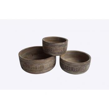 Centro de Mesa DKD Home Decor Blanco Natural Indio 30,5 x 30,5 x 12,7 cm (3 Piezas)
