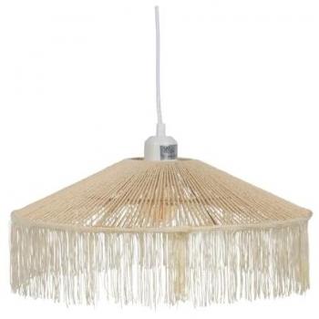 Lámpara de Techo Beige con Pantalla de Papel y Flecos, 220-240 V, Dimensiones 41 x 41 x 17 cm