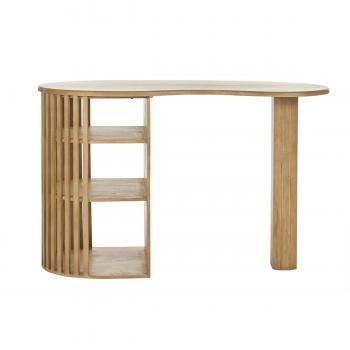 Mesa alta con almacenaje de madera maciza de mango 90 cm LOBIO - roble claro