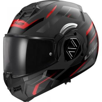 Casco moto modular LS2 Advant Kuka negro rojo, modelo FF906, mate, talla S, incluye Pinlock Vizier, sistema de trinquete, fabricado en plástico, adecuado para ciclomotor y maxi-scooter