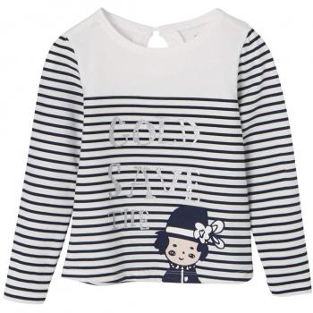 VERTBAUDET Camiseta niña de Punto Estilo Marinera Azul Oscuro a Rayas 2-3 Anos, 94CM