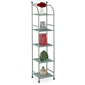 Estantería Metálica Verde de 5 Baldas para Cocina y Baño, Acero, 145x33x28 cm