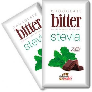 Chocolates Solé Chocolatinas Bitter 72% Cacao con Stevia 25g Caja de 30 Unidades