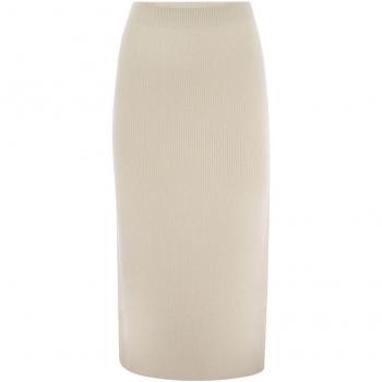 Fabiana Filippi Women's Ribbed Pencil Skirt in White | Size 38 | GND214F344I916