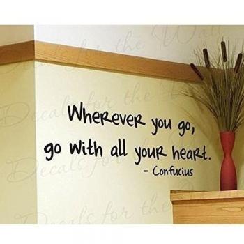 Confucio wherever you go con todos los Your heart-inspirational inspiring-adhesive vinilo diciendo de motivación cita adhesivo arte letras dormitorio Decor