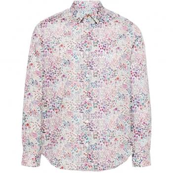 Paul Smith Men's Multicolor Floral Print Organic Cotton Casual Shirt - Size Medium