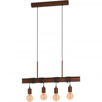 Lámpara Colgante Vintage Industrial Townshend 4 Marrón Antiguo 4 Bombillas E27