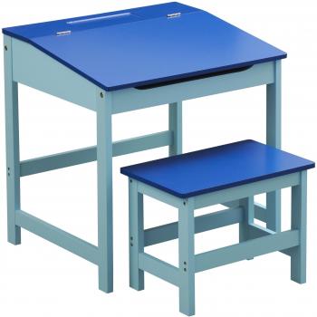 Premier Housewares 2402524 - Juego de Escritorio y Taburete Infantil, Escritorio: 55 x 48 x 57 cm, Taburete: 40 x 25 x 30 cm, Color Azul