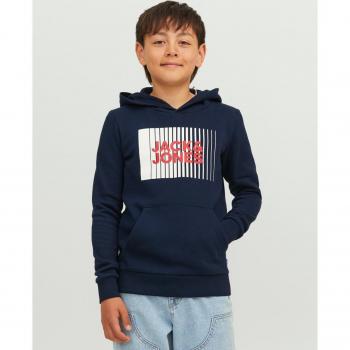 Jack & Jones Kids Logo Hoodie Sweatshirt with Stripe Design