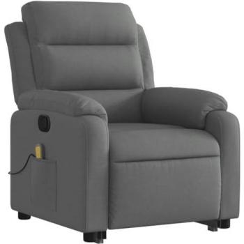 Silla de masaje reclinable de pie de tela gris oscuro Vidaxl