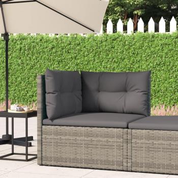 Grey Poly Rattan Garden Corner Sofa with Cushions