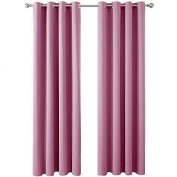 Amazon Brand - Umi Cortinas Opacas con Aislamiento Térmico para Salón y Dormitorio con Ojales 2 Paneles 140 x 280 cm Rosa