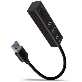 AXAGON HMA-CR3A SuperSpeed USB 3.2 Gen 1 Hub with 3x USB-A Ports and SD/microSD Card Reader, Metal Design, 20cm Cable