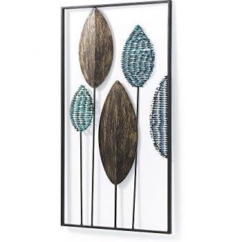 Kave Home - Panel Mural Leaves Multicolor Rectangular 54 x 104 cm de Acero