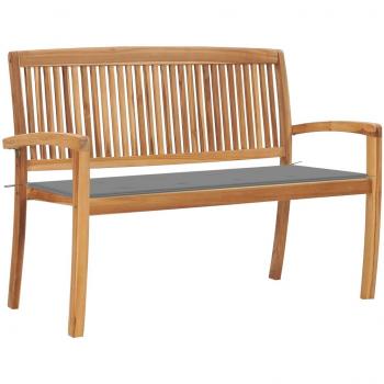 Stackable Teak Garden Bench with Cushion 128.5 cm