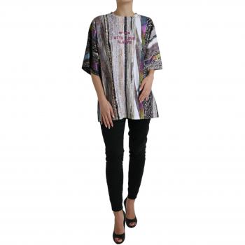 Dolce & Gabbana Multicolor With Love Always Print T-shirt - IT42|M, T-Shirts, female, Multicolor, Size: S Printed Cotton Blend T-Shirt