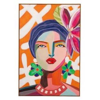 Cuadro Señora con Marco Marrón 80x4x120 cm - Estilo y Personalidad, Multicolor