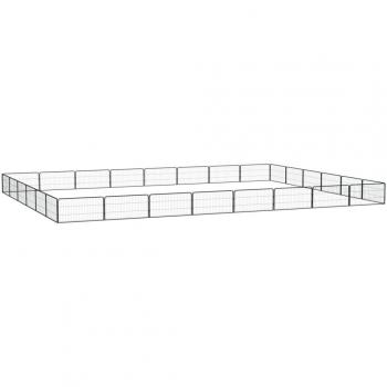 vidaXL 28-Panel Dog Playpen Black 100x50 cm Powder-coated Steel