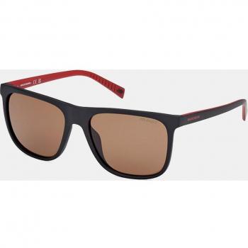 Skechers Polarized Square Sunglasses for Men - Matte Black Frame with Brown Lenses