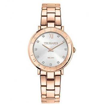 Trussardi T-Vision Women's Quartz Watch with Crystal Accents - 30mm Silver Dial