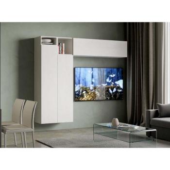 Columna TV modular suspendida de diseño Kira blanca 234 cm - 5 piezas