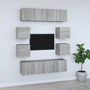Set de Muebles para TV 8 Piezas en Madera Contrachapada Gris Sonoma