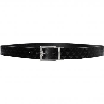 Emporio Armani Elegant Leather Reversible Belt for Men, Black, Size: One Size