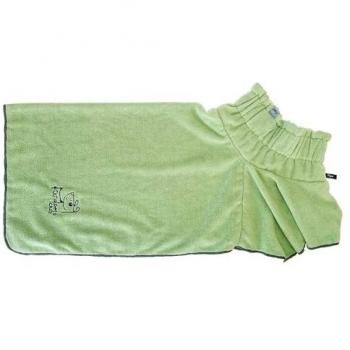 Toalla Microfibra Ultra Absorbente Verde para Perros - Lavable en Lavadora y de Rápido Secado - Albornoz con Cuello Elástico para Mascotas Medianas