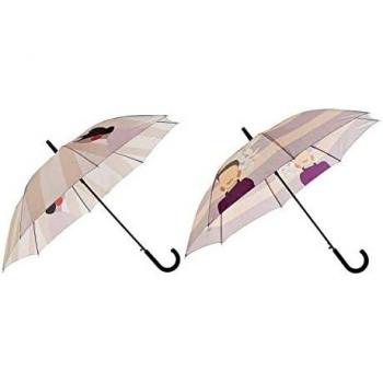 Paraguas Dkd Home Decor Beige Poliéster Acero Inoxidable Lila