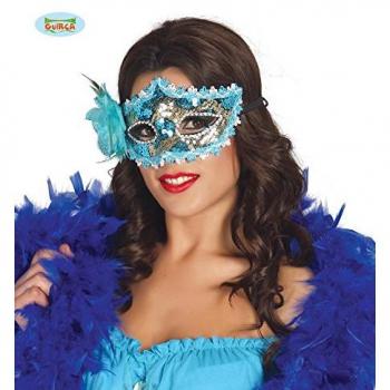 Antifaz Veneciano azul con flor