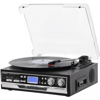 MUSITREND Tocadiscos 33/45/78 RPM, Maleta Portátil con 2 Altavoces Integrados, con RCA, Auriculares y Line in Montado