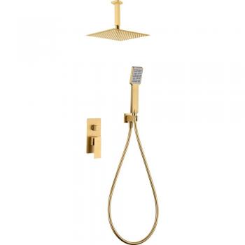 Conjunto ducha monomando empotrado Catania oro cepillado
