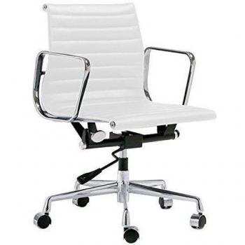 Silla de Oficina DINSI LOW -PU Special Edition--Polipiel blanca-Unica Inspiración EA117 de Charles & Ray Eames