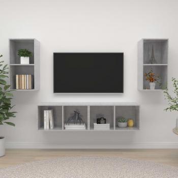 Gabinete de TV de pared 4 piezas en conglomerado de hormigón gris
