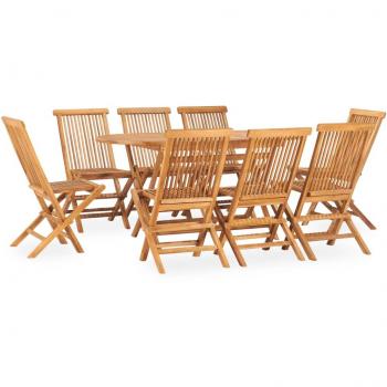 vidaXL 9 Piece Folding Outdoor Dining Set Solid Teak Wood