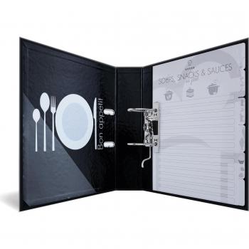 Archivador de recetas A4 Home Cooking 70mm con adornos dorados y registro de 6 piezas