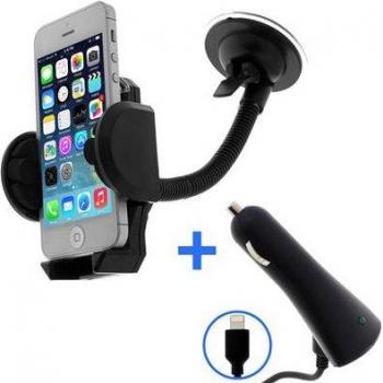 Soporte para Coche + Cargador de Encendedor Lightning para iPhone - Pack 2 en 1