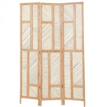 Biombo Decorativo de Rattan Natural 3 Paneles Plegables 117 x 180 cm Separador de Ambientes Lamezia