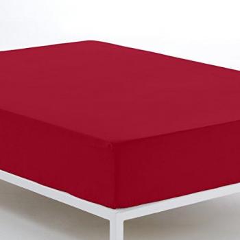 Sábana Bajera Ajustable Burdeos 135/140 x 190/200 cm - 50% Algodón / 50% Poliéster - 144 Hilos