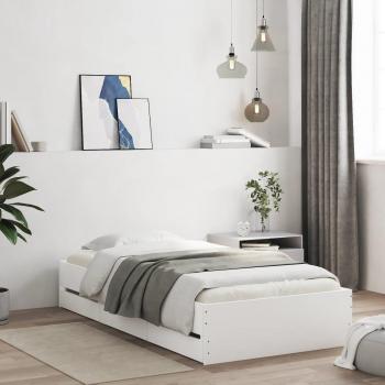 Cama cruzada con cajones de madera multicapa blanca 75x190 cm