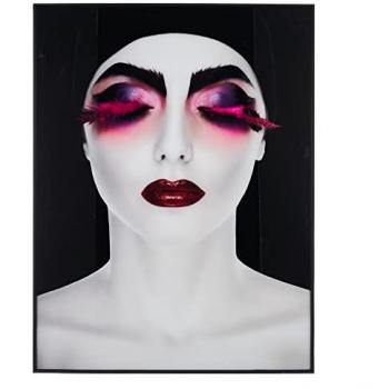 Cuadro rostro enmarcado de cristal templado blanco y negro 90 x 120 cm