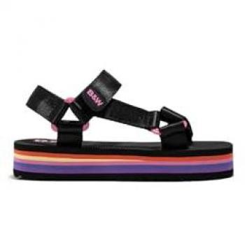Sandalias Abiertas de Niña B&W con Plataforma Textil - Verano Cómodas (Negro/Talla 37)